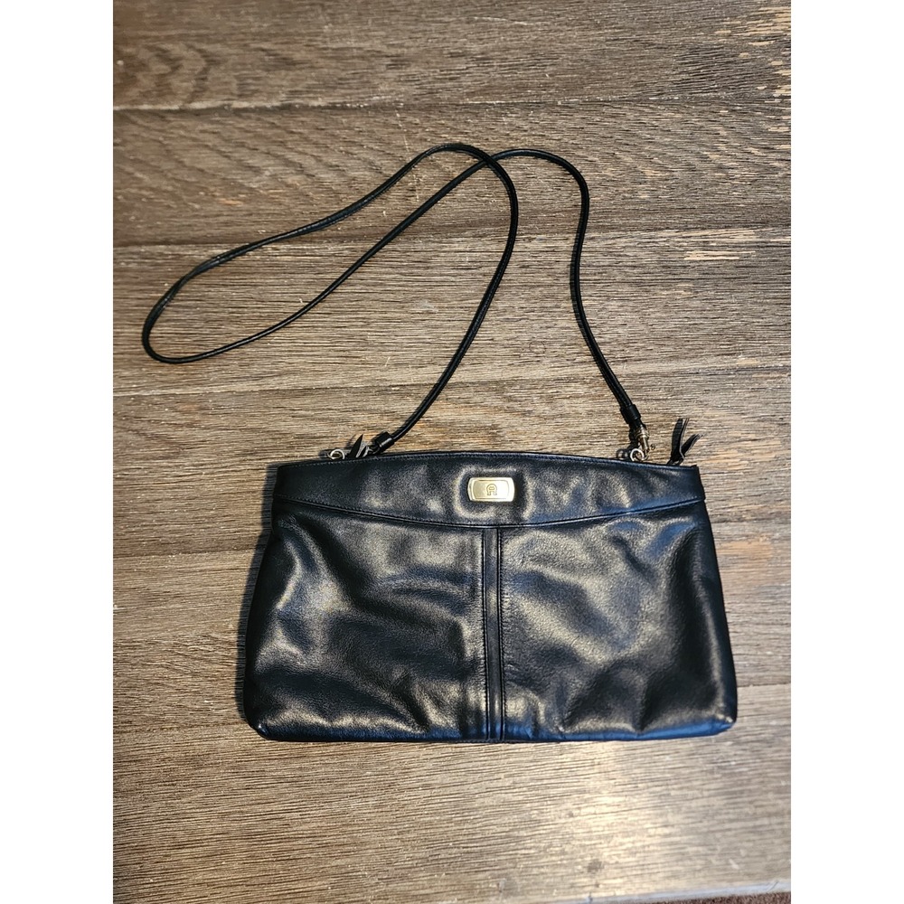 Etienne Aigner Black Leather Shoulder Bag Purse Handbag Clutch